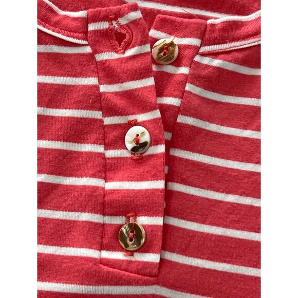 White Birch Striped Henley Top Women S Rayon Blend Coastal Preppy Summer Classic - Picture 7 of 9